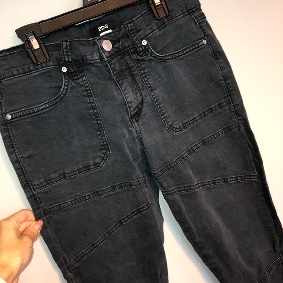 BDG Moto Skinny Ankle Zip Midrise Patch Dark Jeans - Picture 4 of 8